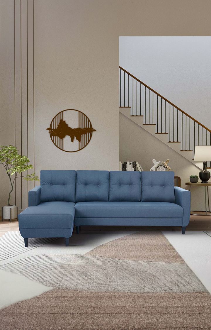 neudot Aria 6 Seater RHS Sectional Sofa in Earth Blue Colour
