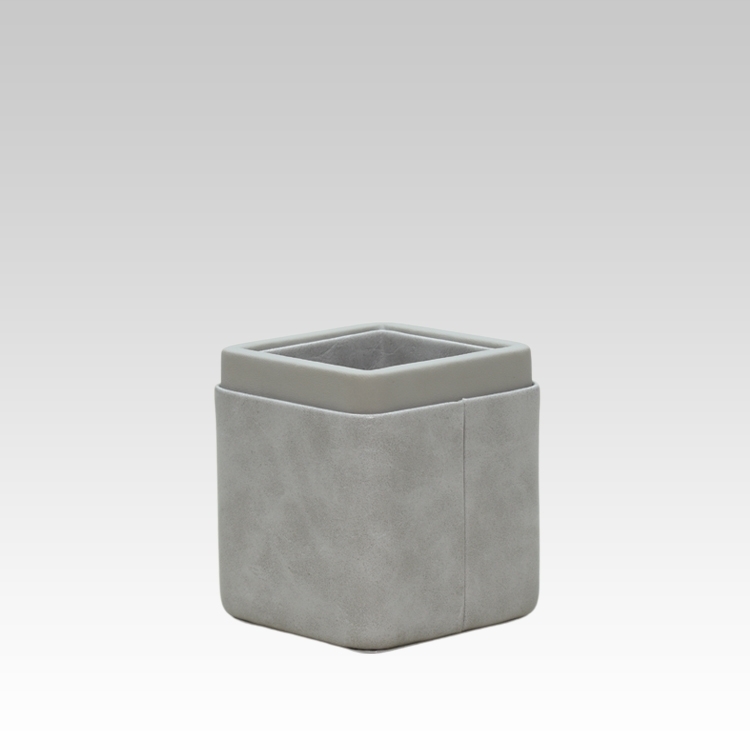 Pen/Pencil Holder | Faux Leather | Square Small | Moderno | Grey