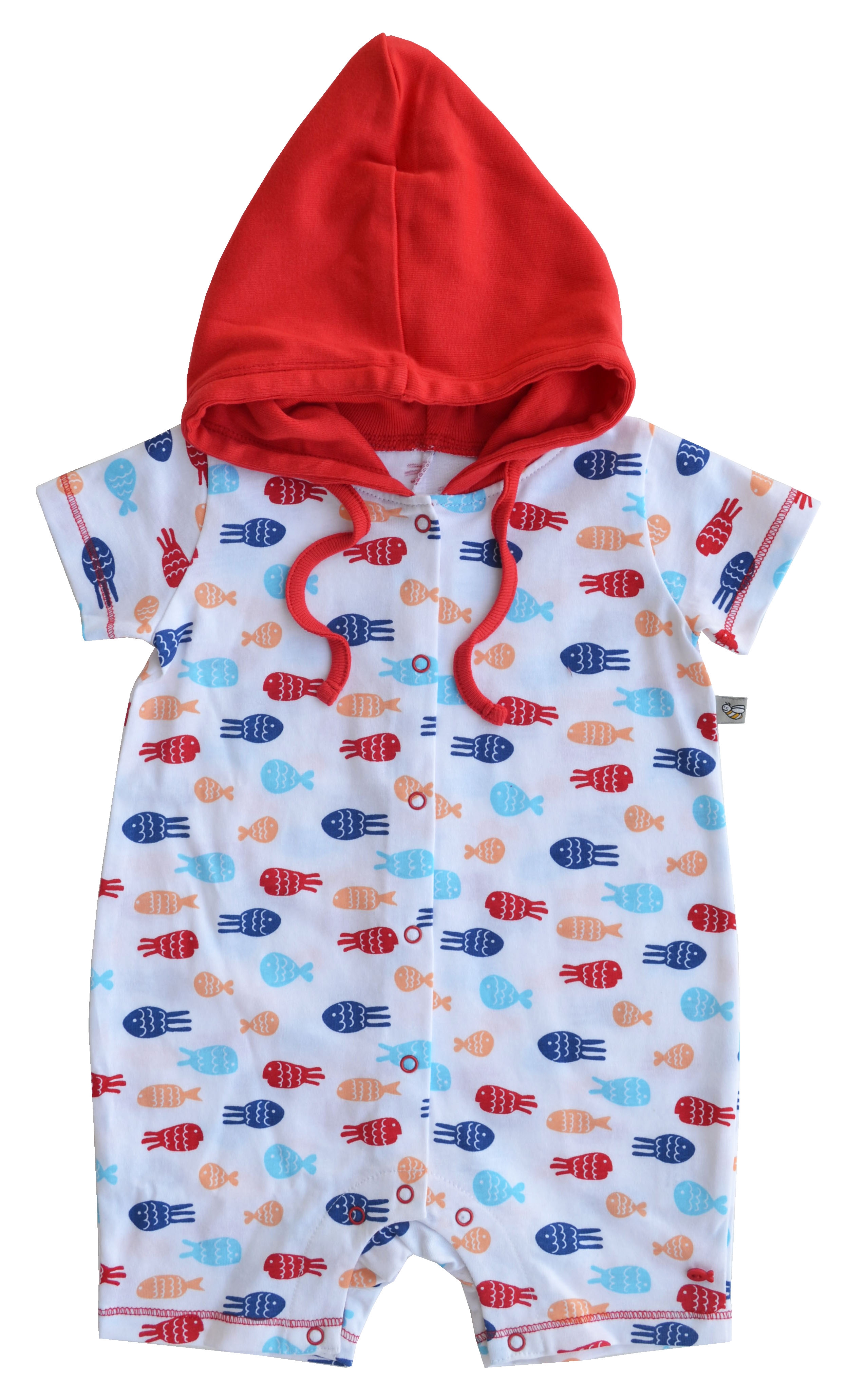 Babeez | Allover Fish Print Hoody Short  Romper (100% Cotton Jersey) undefined