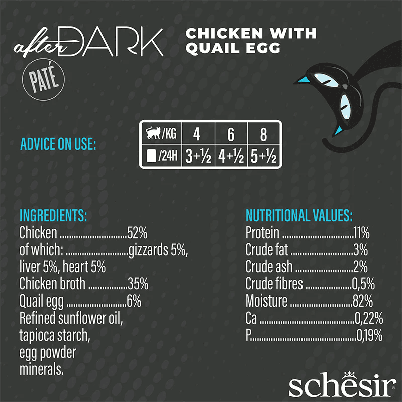 Schesir After Dark Cat Pate Chicken and Quail Egg, 80g