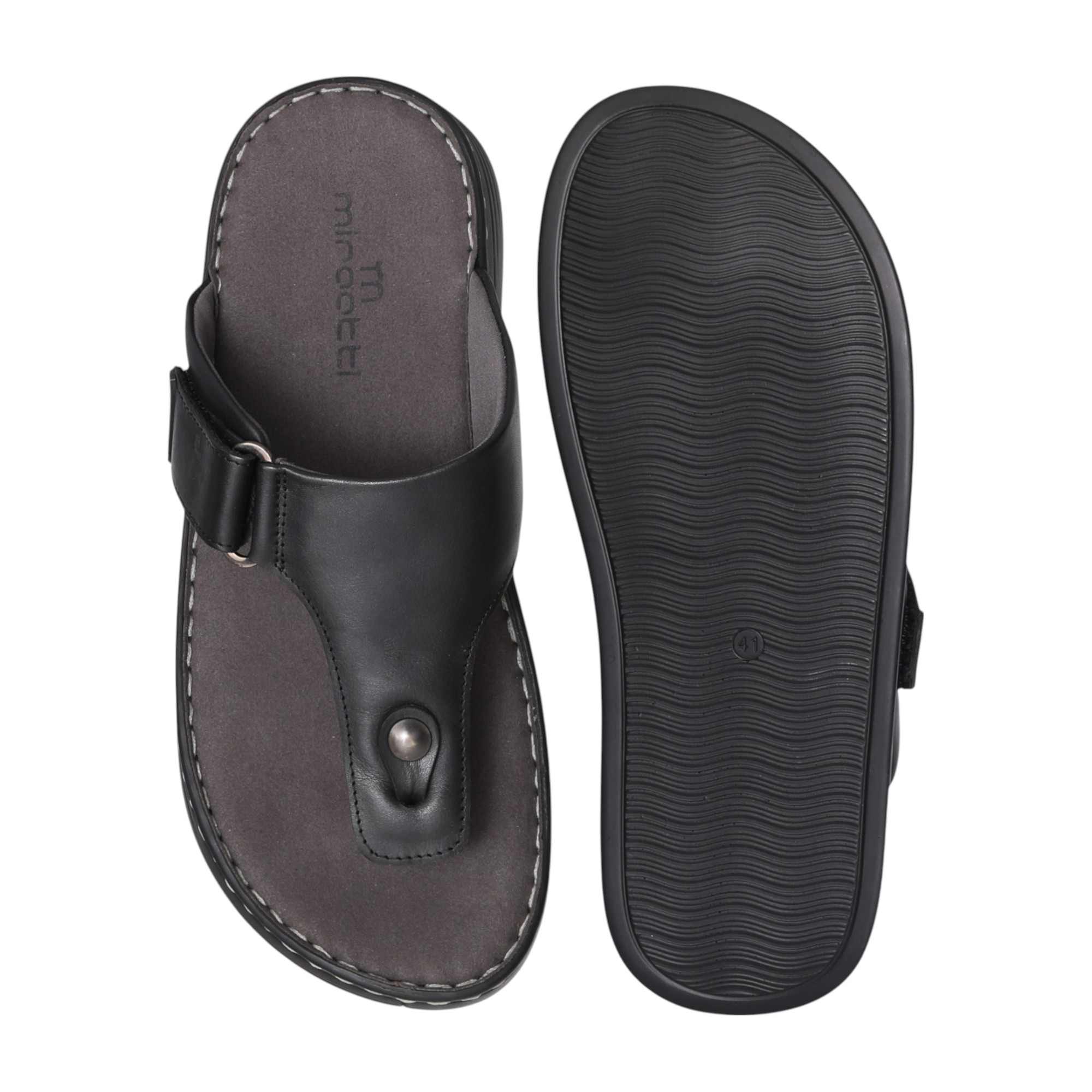 Men Sleek Edge Black Comfort Thongs