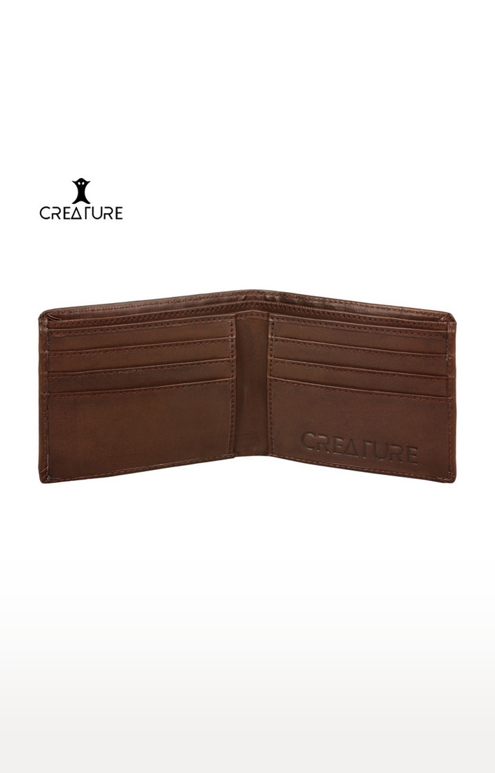 CREATURE | CREATURE Tree Brown Sleek and Bi-fold Embossed PU Leather Wallet with Multiple Card Slots for Men 2