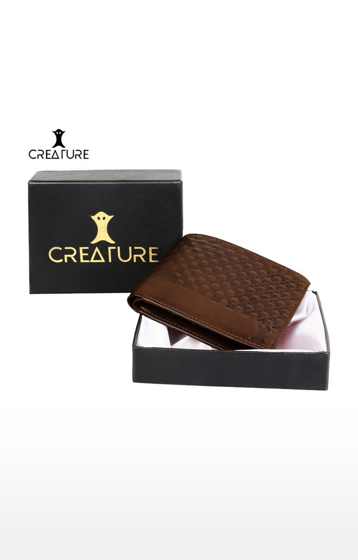 CREATURE | CREATURE Tree Brown Sleek and Bi-fold Embossed PU Leather Wallet with Multiple Card Slots for Men 4