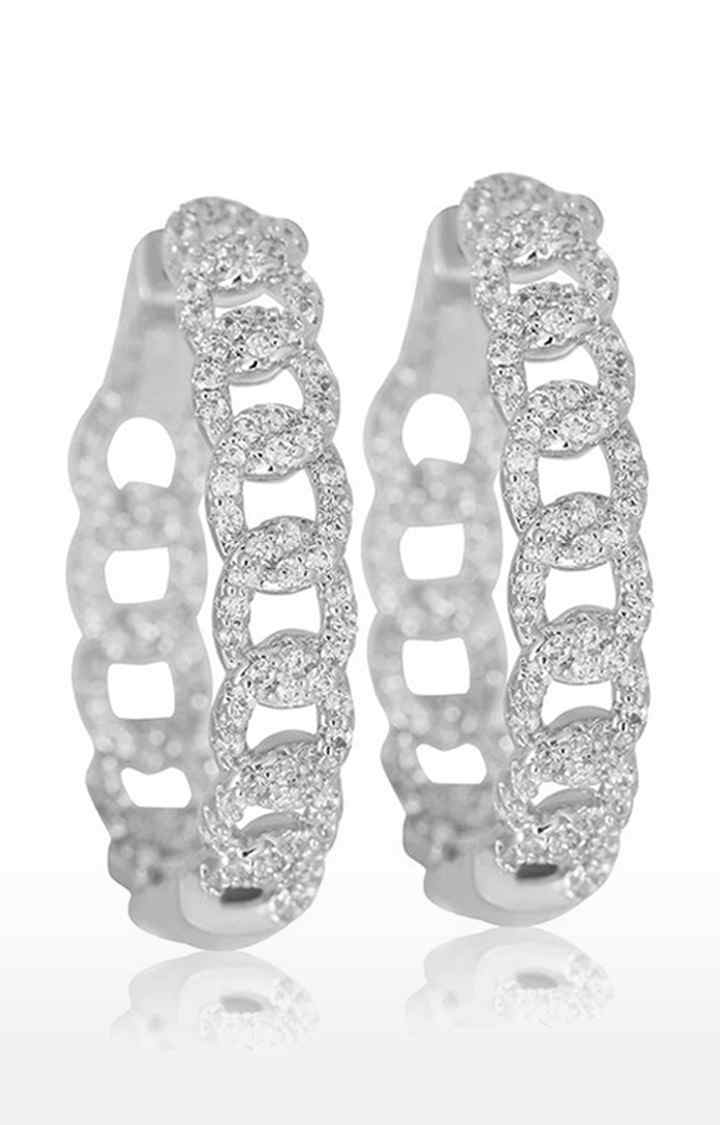 Unisex Silver Cuban Medium Hoops