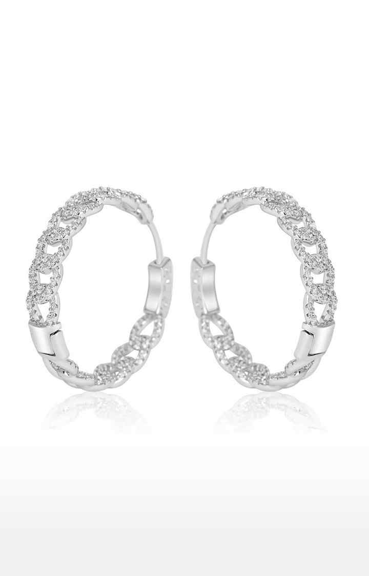 Unisex Silver Cuban Medium Hoops
