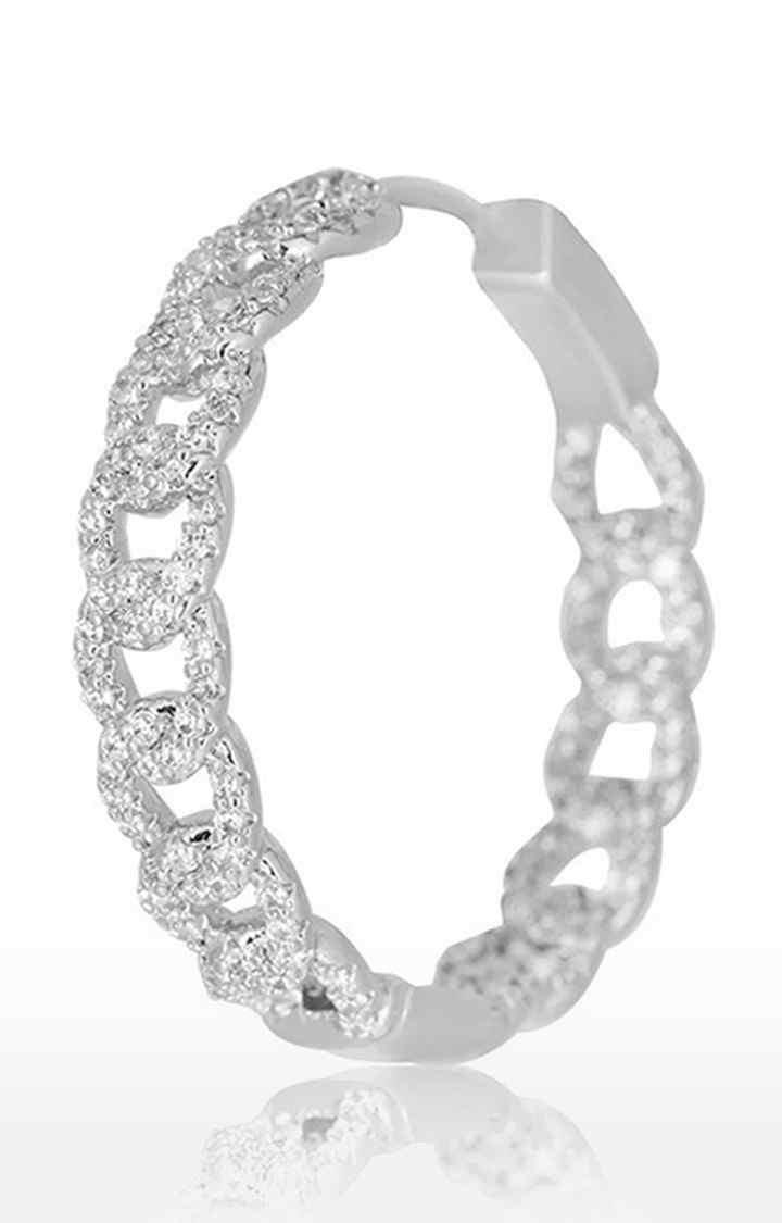 Unisex Silver Cuban Medium Hoops