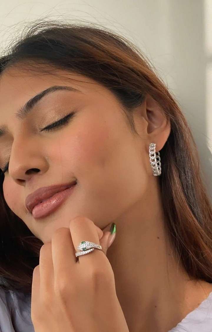 Unisex Silver Cuban Medium Hoops
