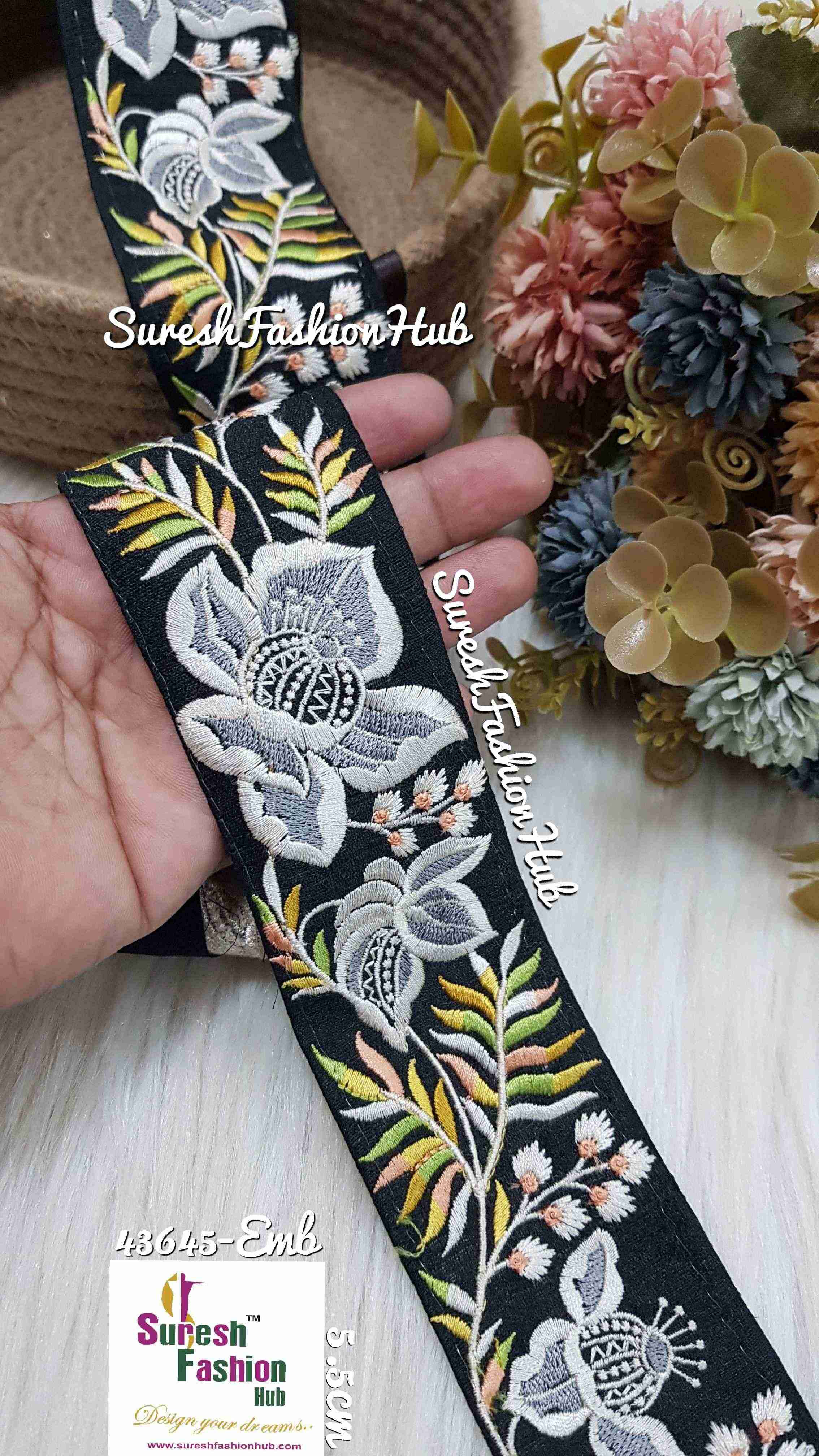 Black Delicate Embroidery Thread Lace