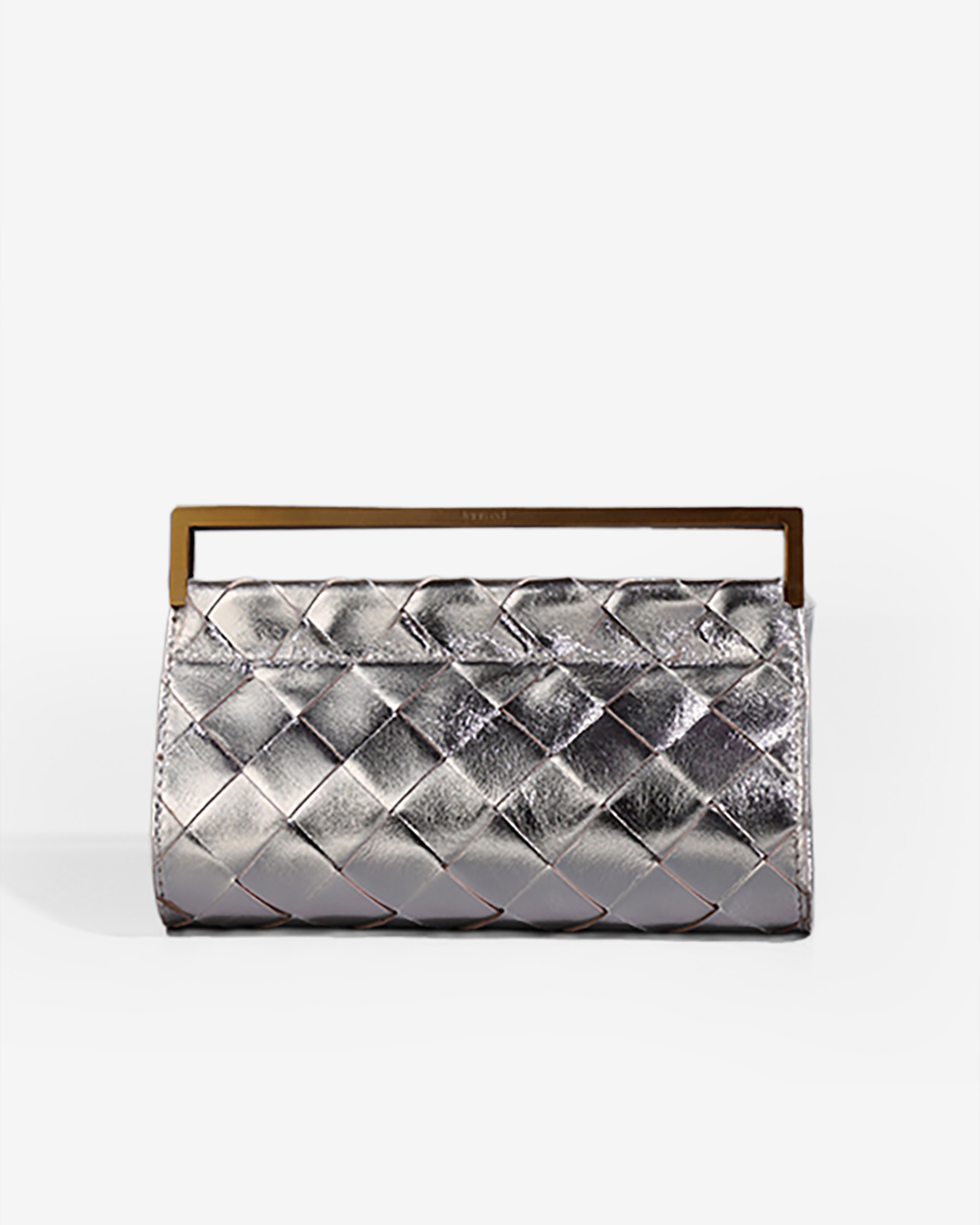 Woven Foldover Clutch - Silver