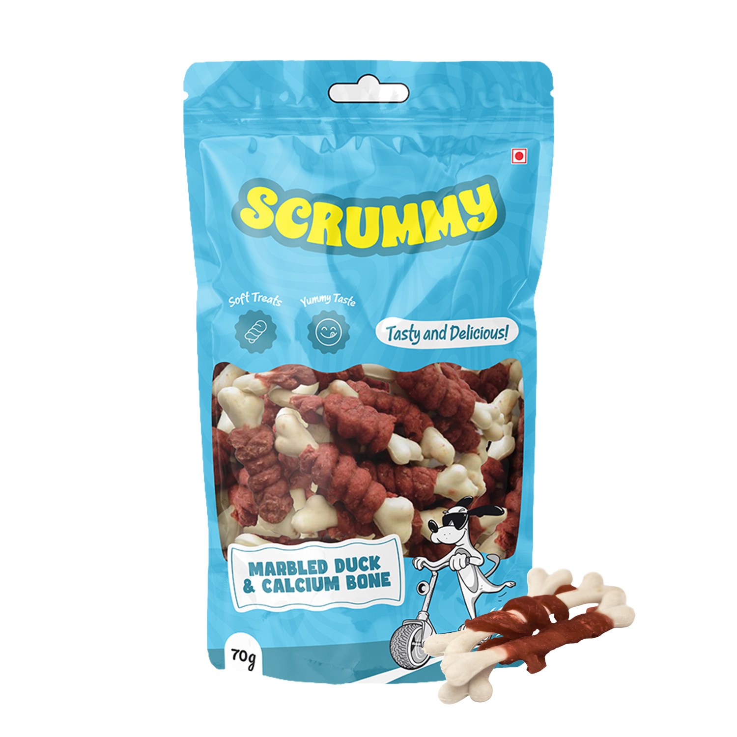 Scrummy | Scrummy Marbled Duck Wrapped Calcium Bone Dog Treats 70g
