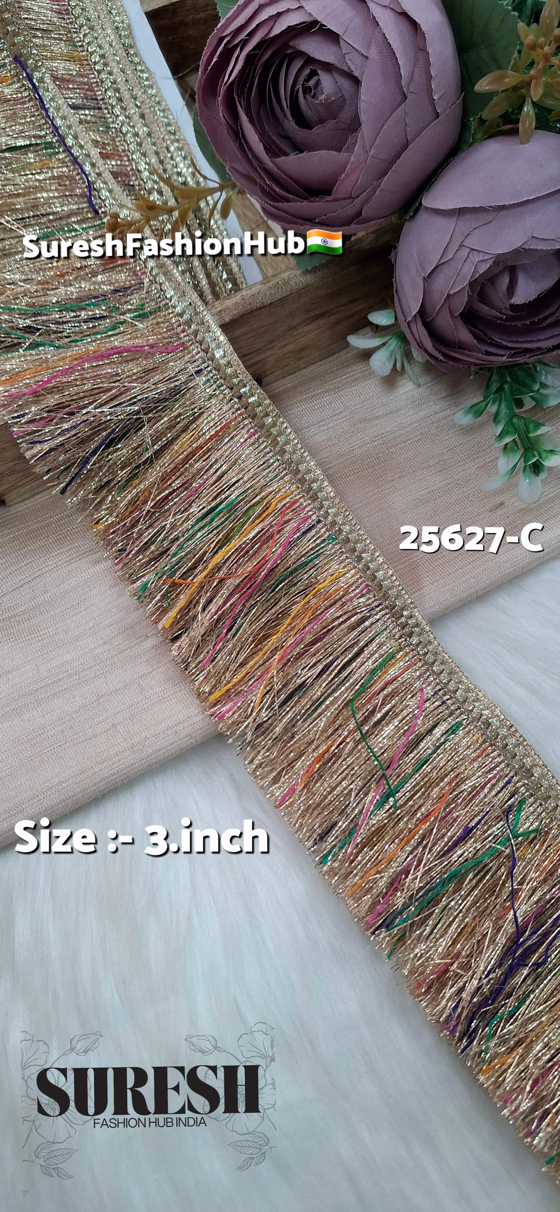 Dark Multicolor Badla Fringe Jhalar Lac
