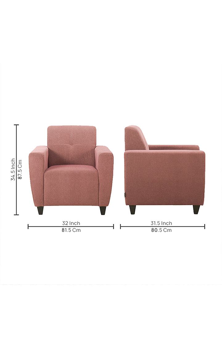 neudot Elegance Sofa for Living Room |1 Person Sofa|Premium Fabric with Cushioned Armrest | Solid Wood Frame|1 Seater in Ceramic Pink Color