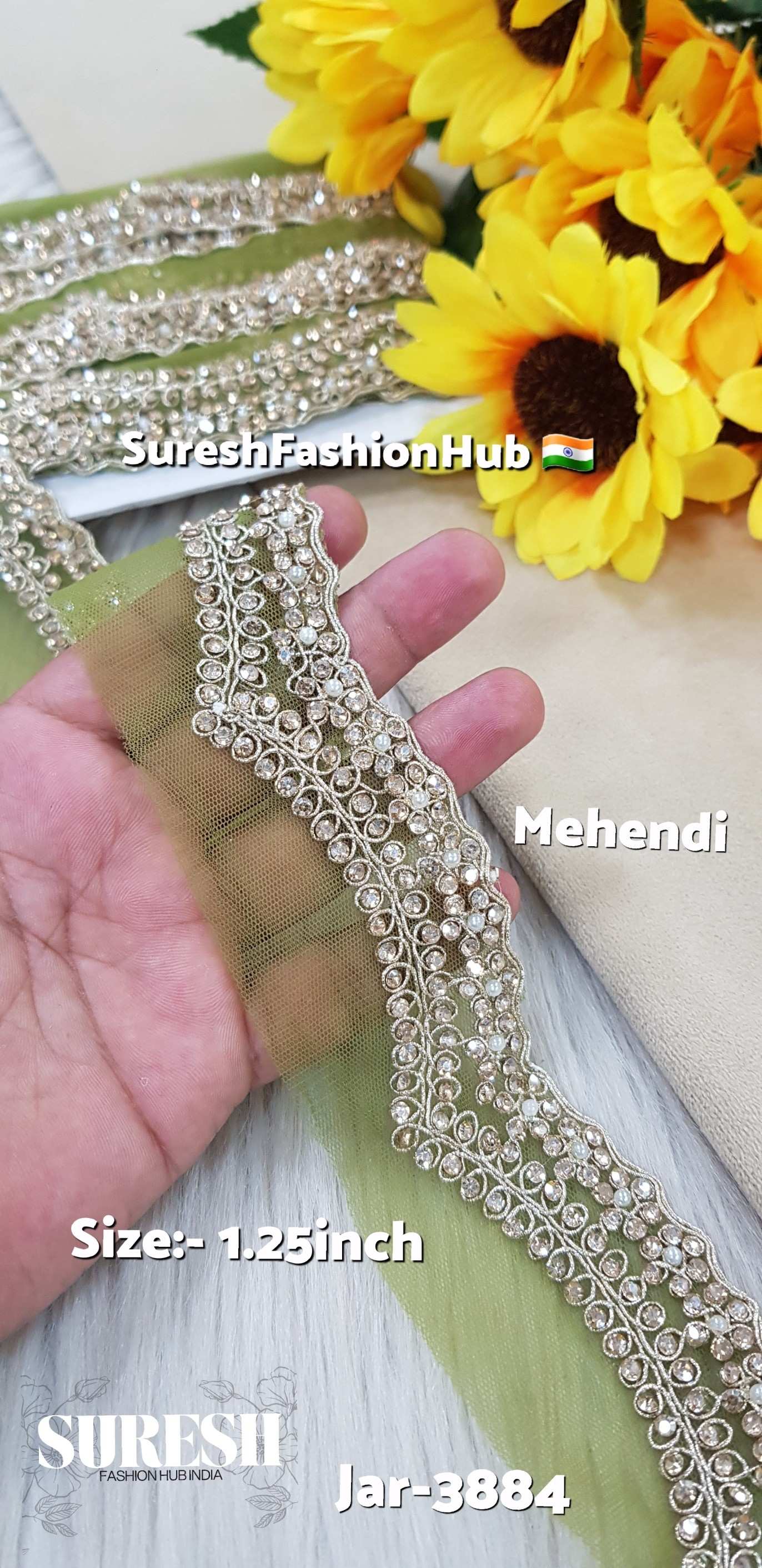 Mehendi Mist Scalloped Dori Lace