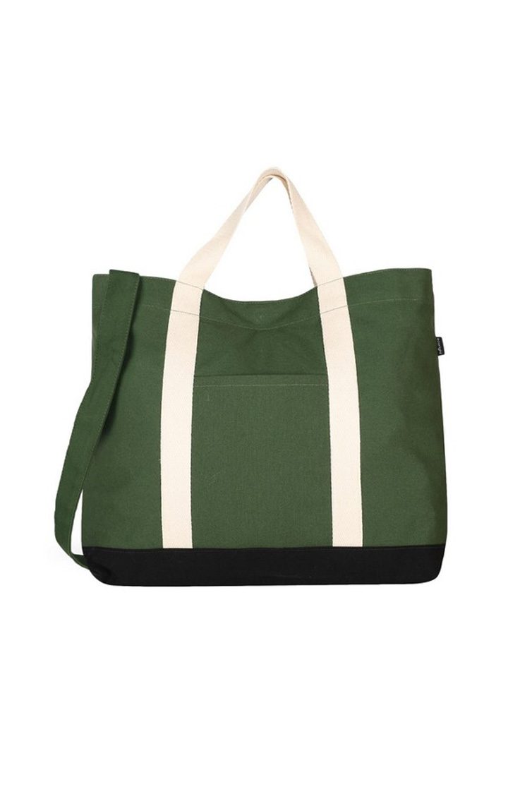 Green Canvas Crossbody Tote Bag
