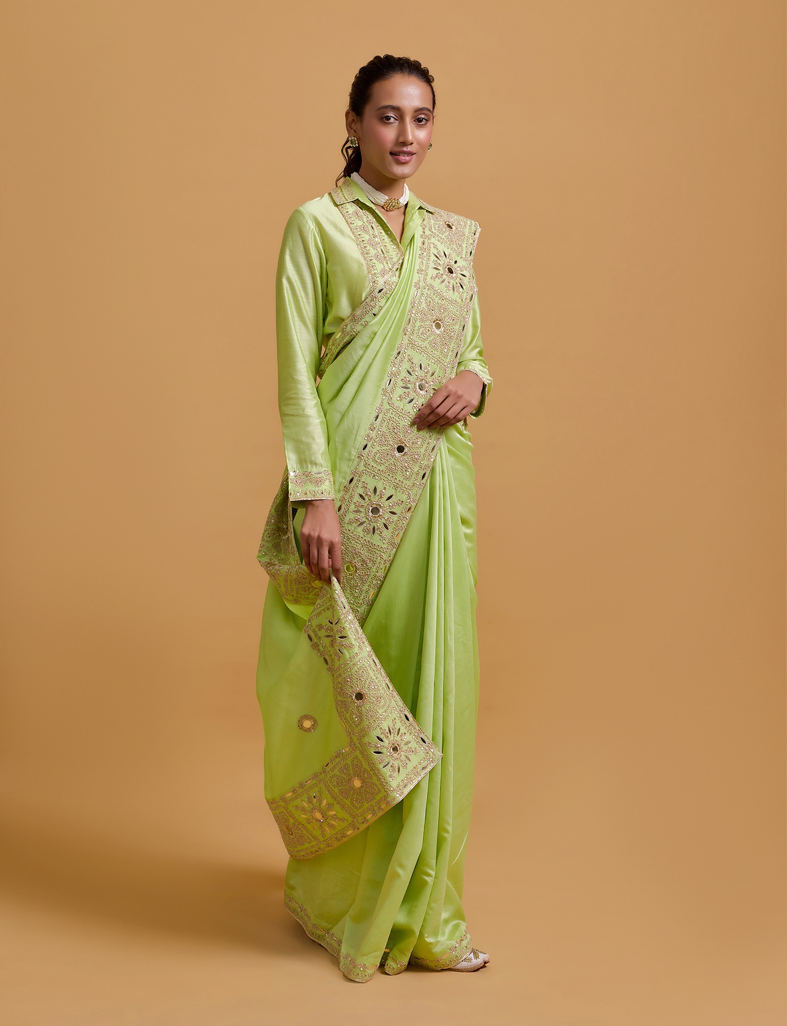 Zeenat Pista Saree