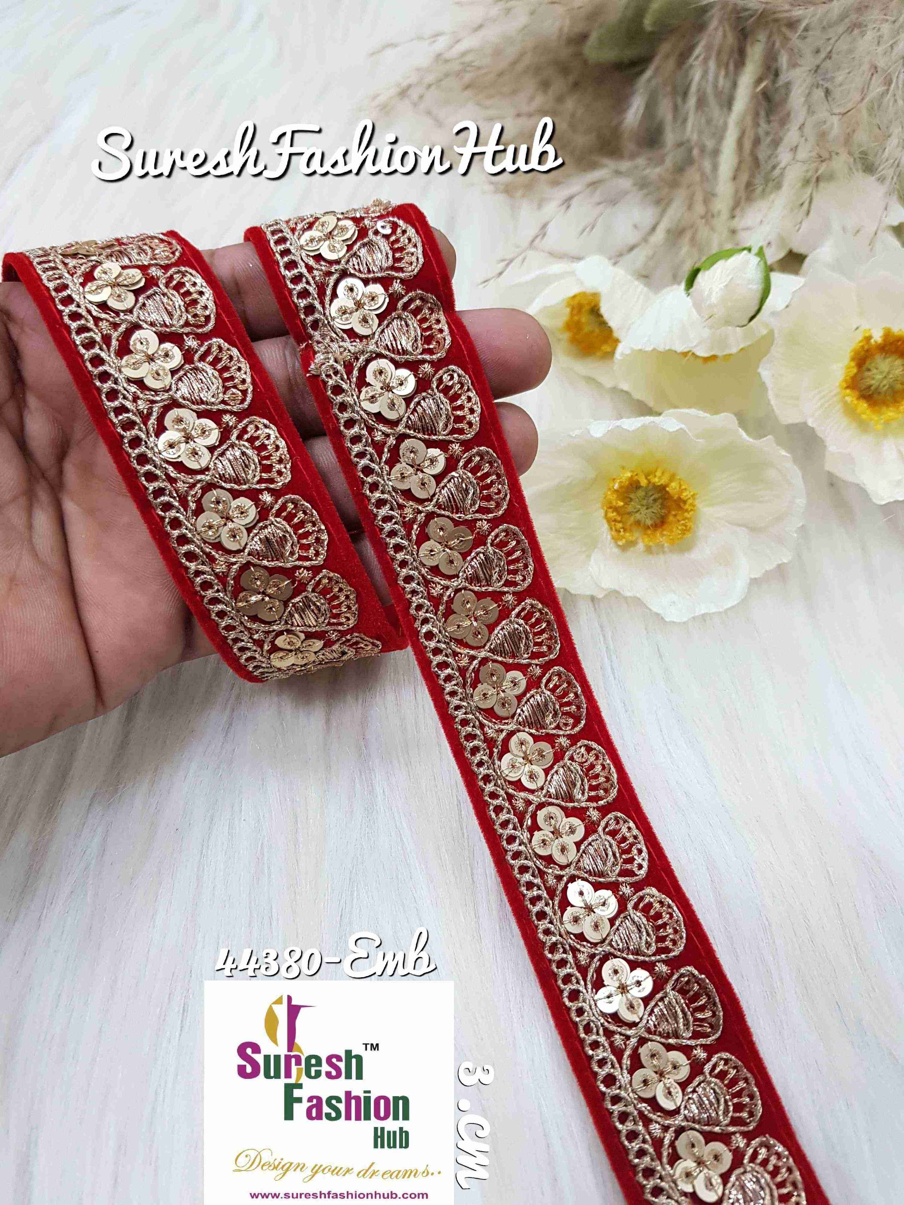Dreamy Red Embroidered Trim