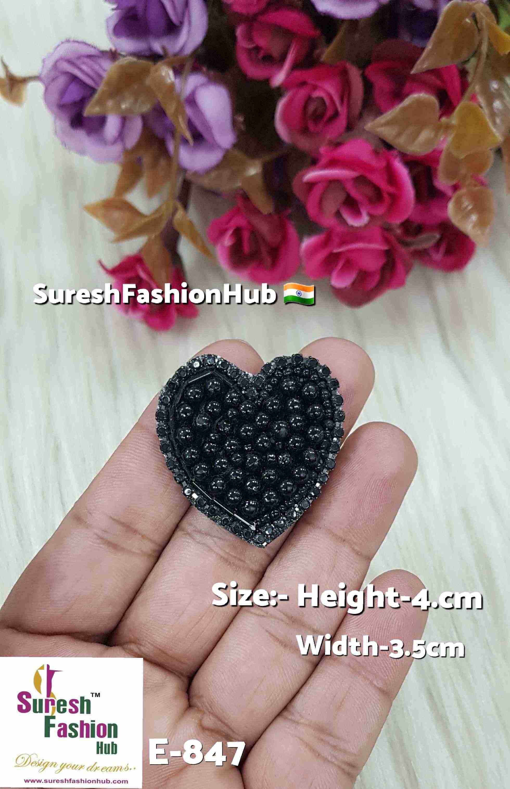 Handmade Black Heart Patch