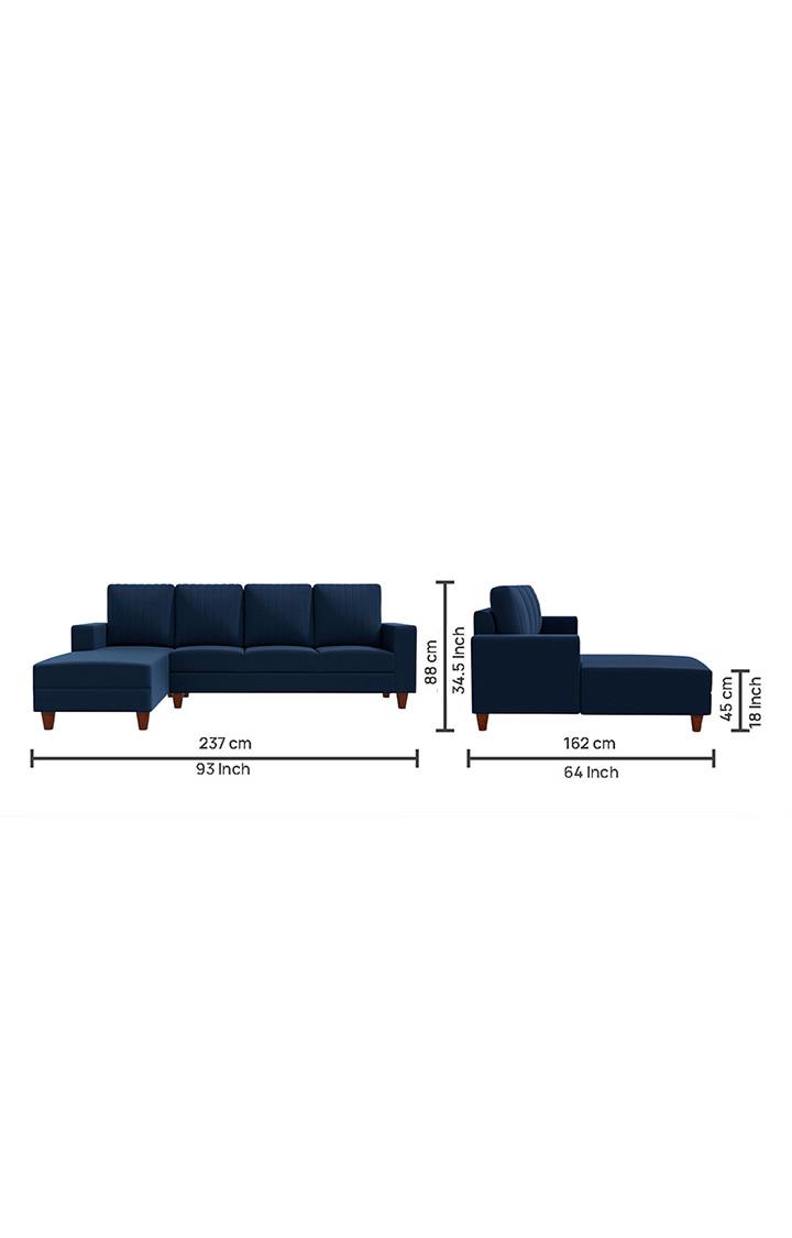 neudot Roman RHS Sectional Sofa for Living Room |6 Person Sofa|Premium Fabric with Cushioned Armrest | Solid Wood Frame|6 Seater in Cobalt Blue Color