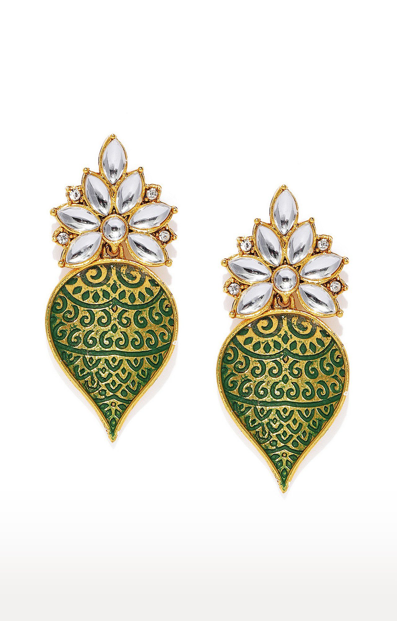Sukkhi Graceful Gold Plated Mint Collection Kundan Dangle Earring