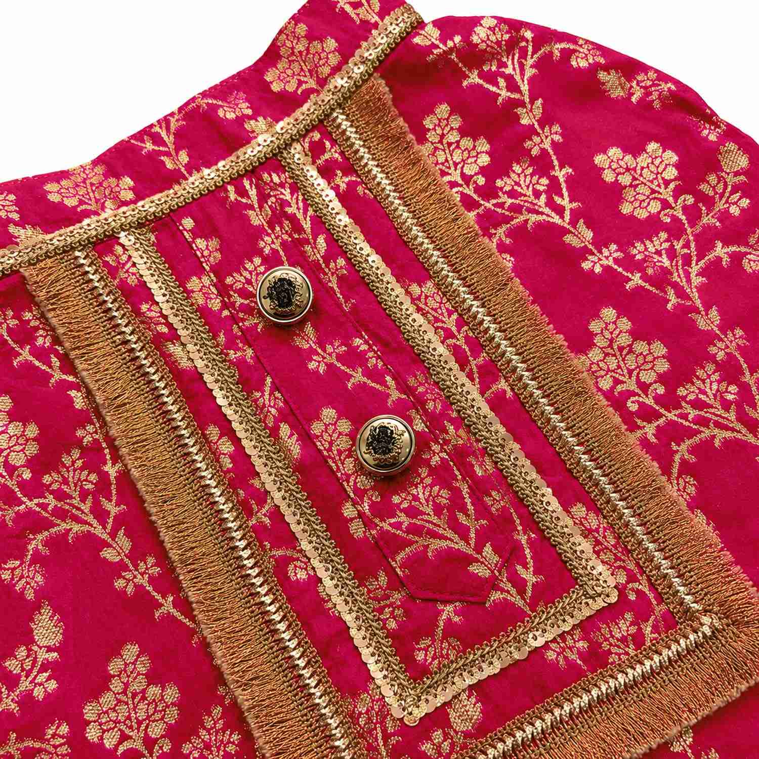 Pawsindia Traditional Royal Zari Kurta for Dogs, Pink
