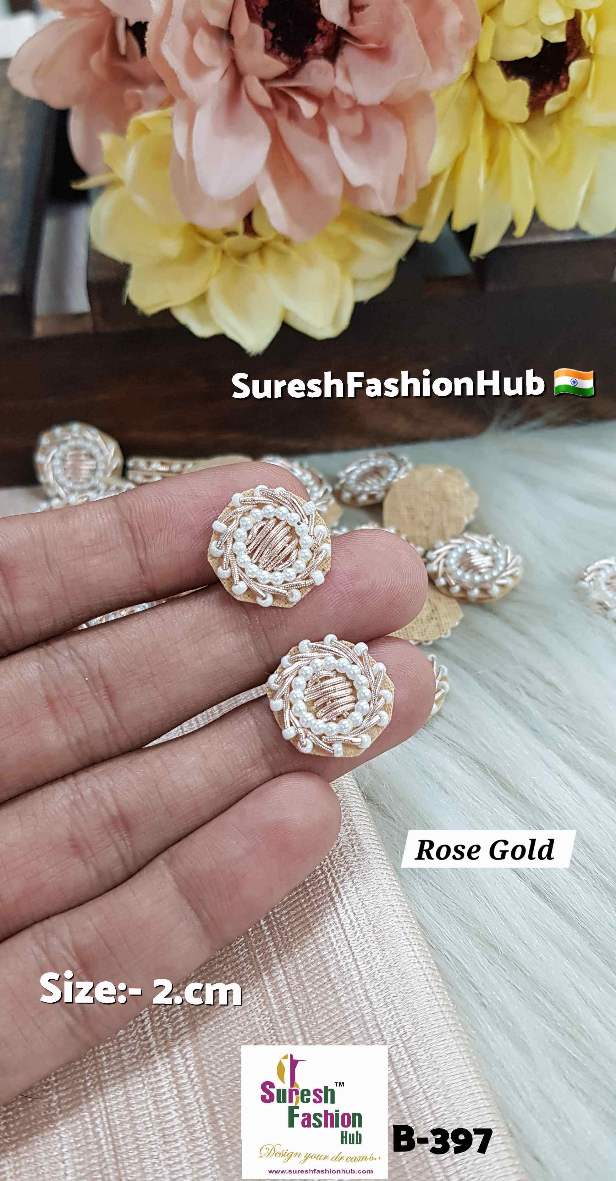 Rose Radiance Pearl Zardosi Round Buttie
