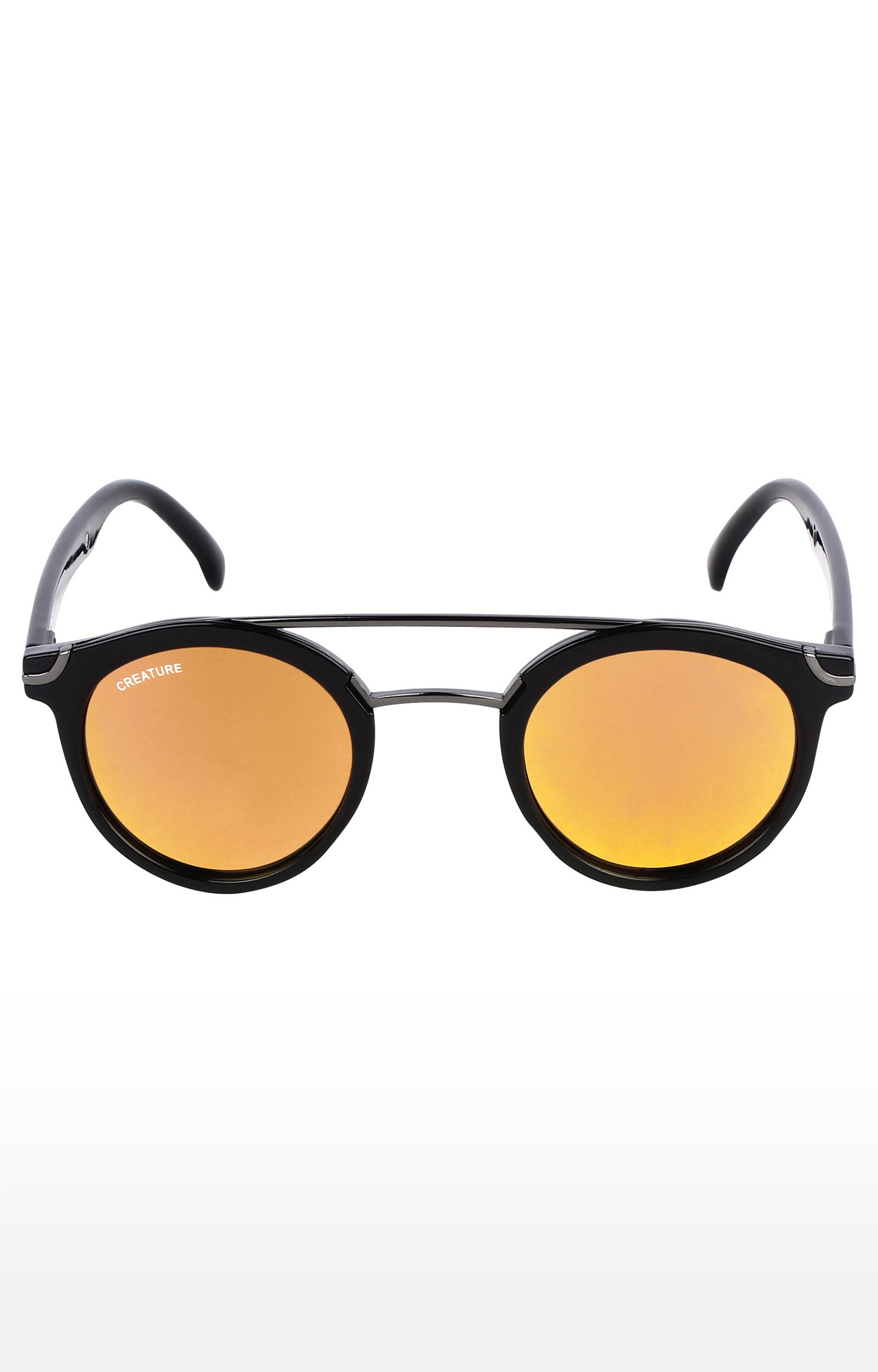 CREATURE | CREATURE Silver Stripped Round Sunglasses (Lens-Yellow|Frame-Silver) 1