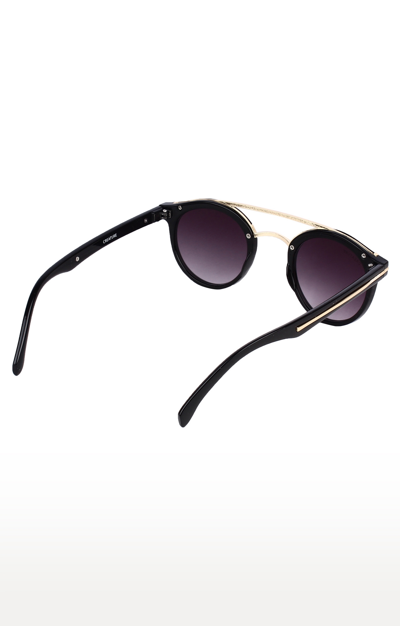 CREATURE | CREATURE Purple Golden Stripped Round Sunglasses (Lens-Purple|Frame-Golden) 4
