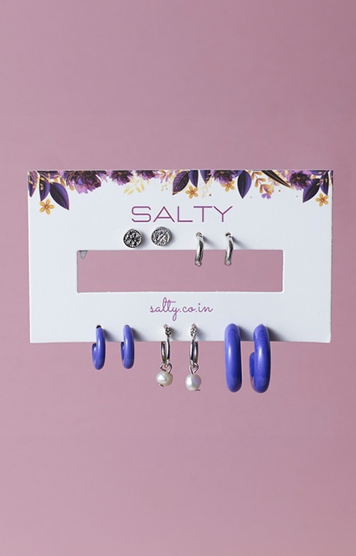 Salty | Set Of 5 Blue Bliss Shell Earrings Set