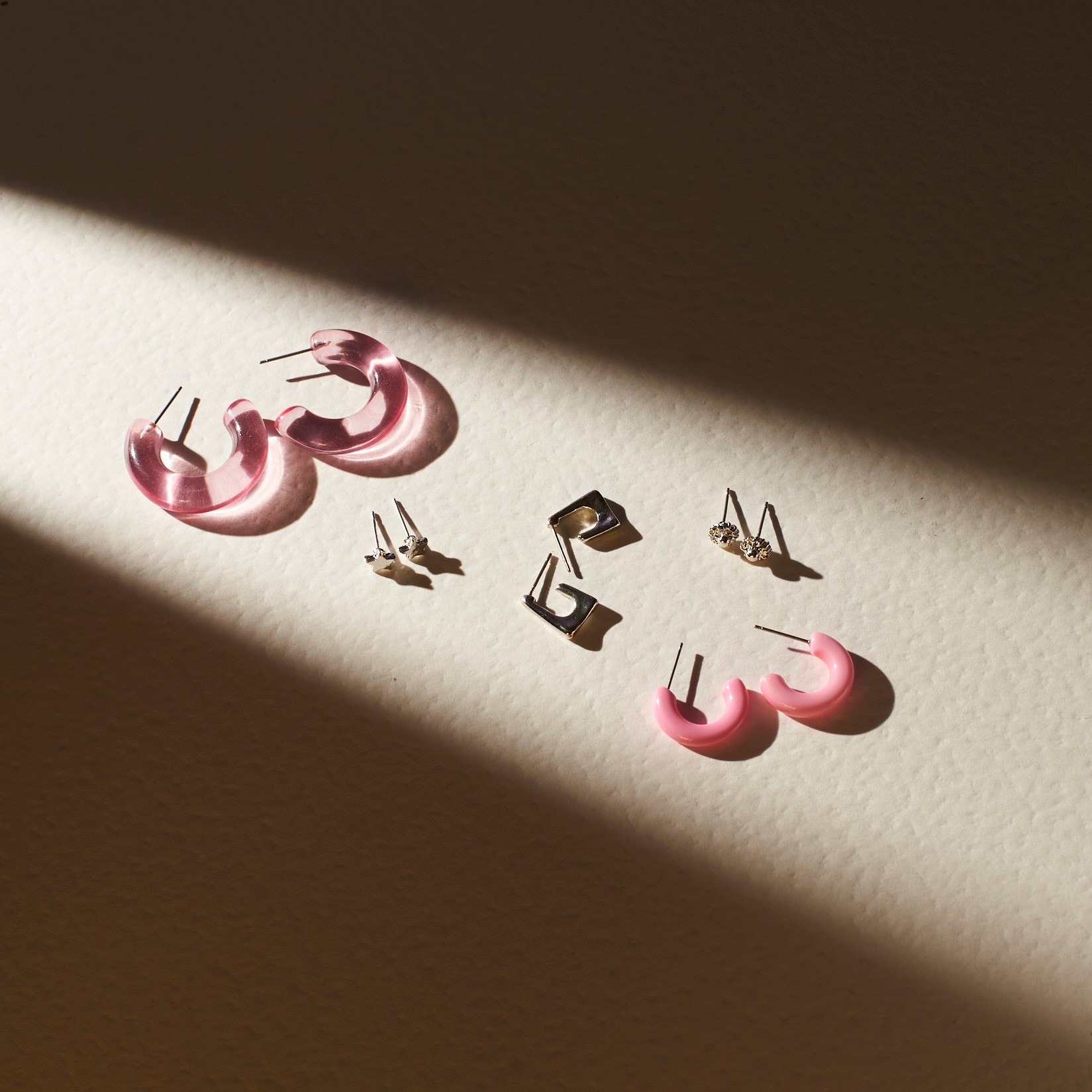 Set Of 5 Luminous Rose Earrings Set