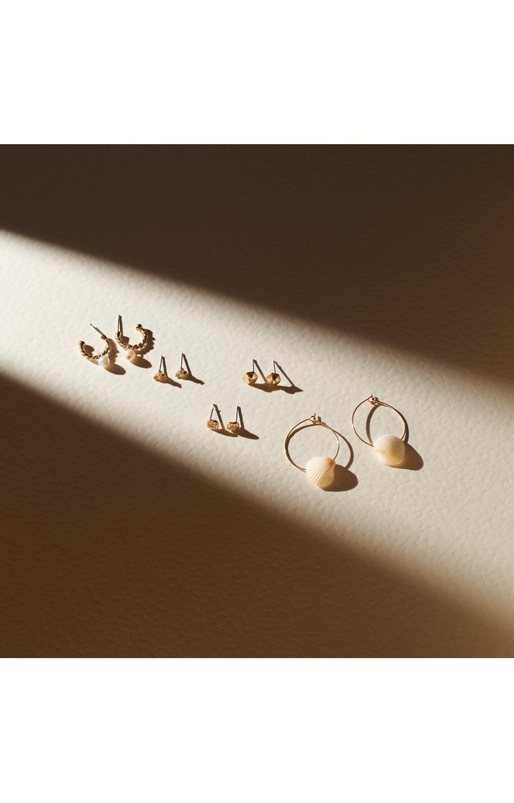 Set Of 5 Celestial Gold Earrings