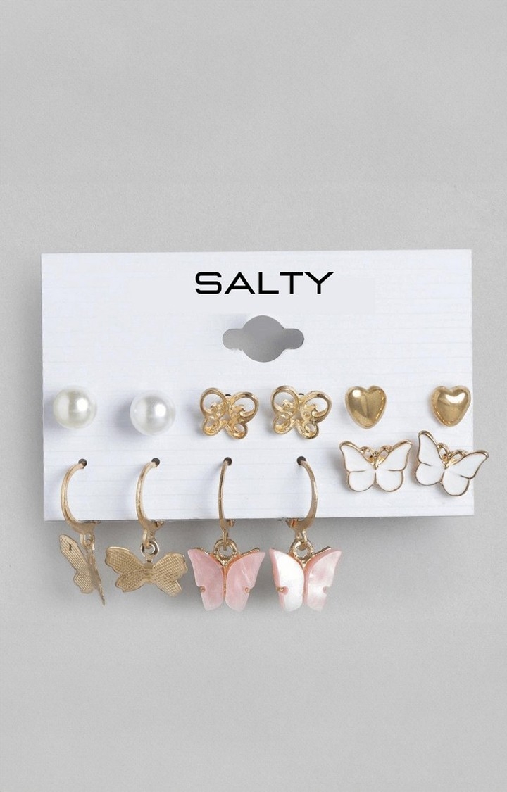 Salty | Set of 6 Butterfly Drop Earrings and Studs
