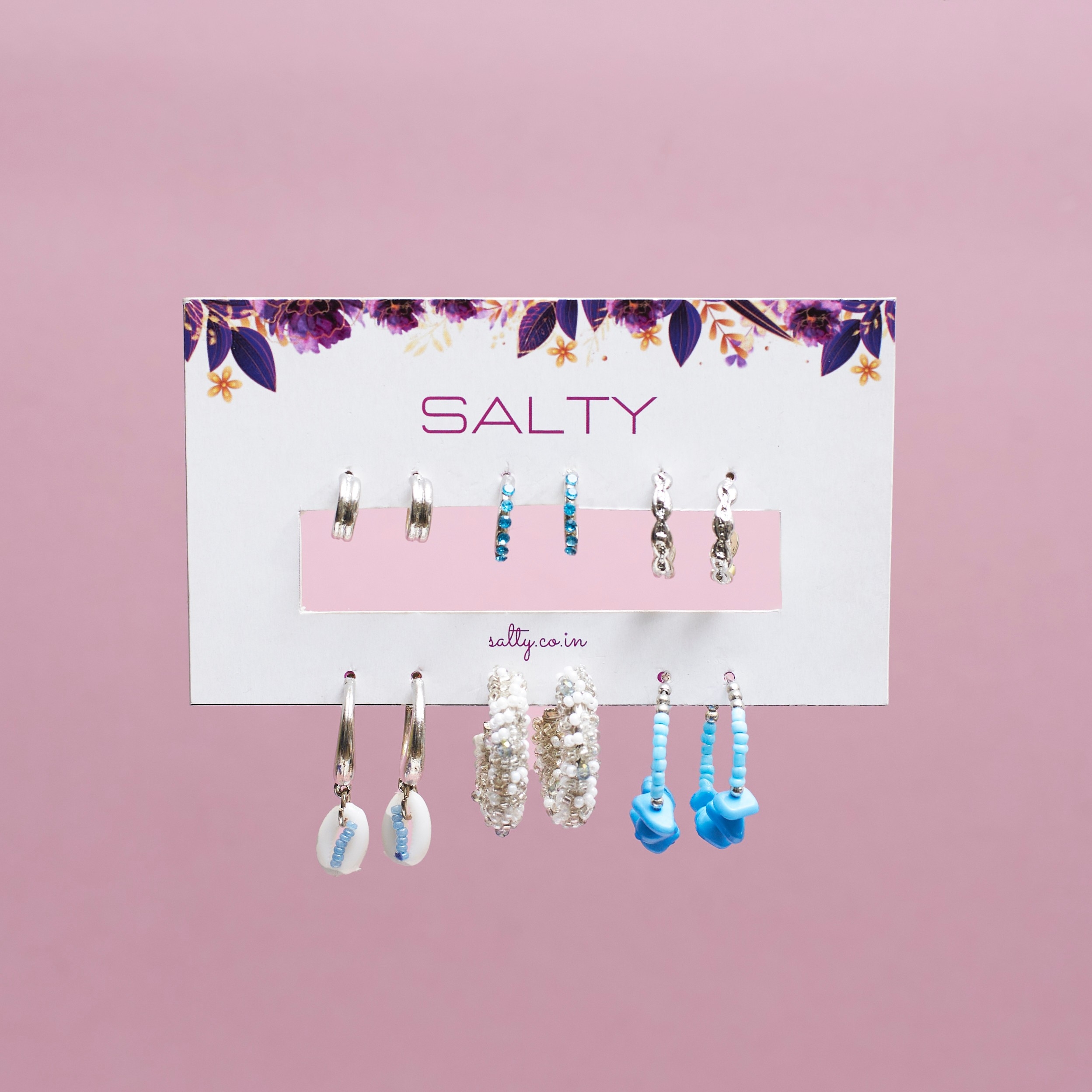 Salty | Set Of 6 Silver Fling Earrings Set