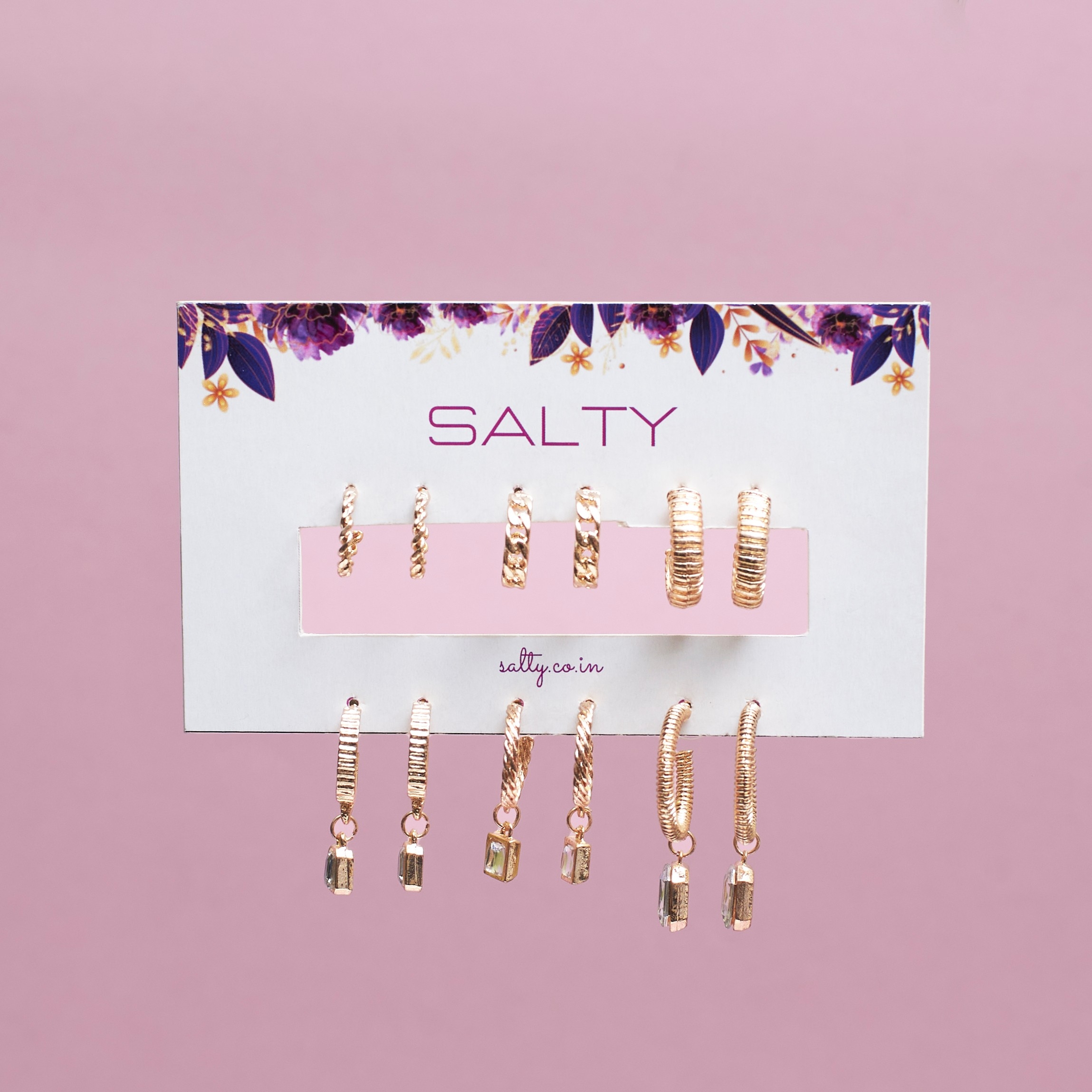 Set of 6 Modern Gold Tassel Earrings