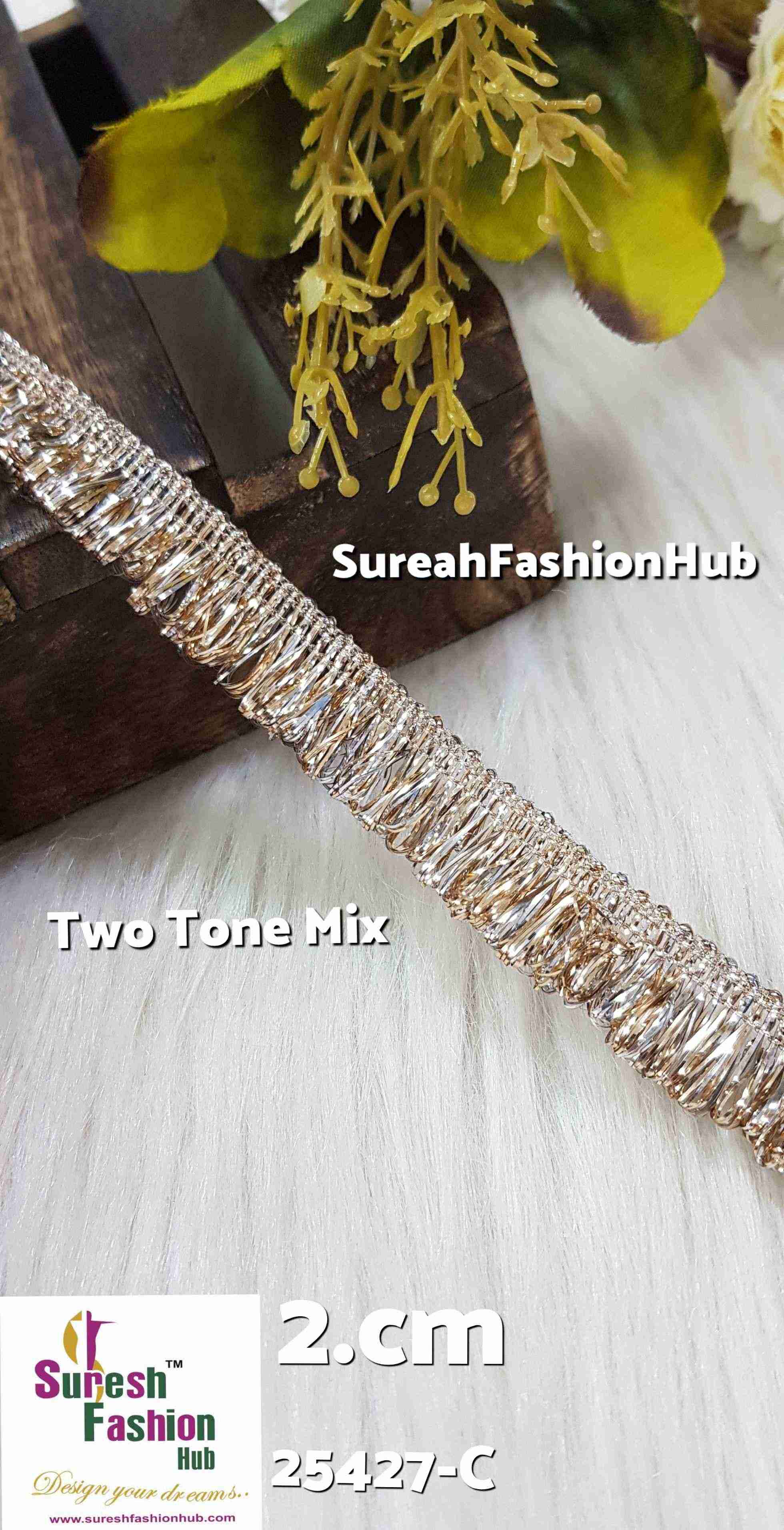 *Two Tone Mix Badla Fringe Lace*0.50-Inch