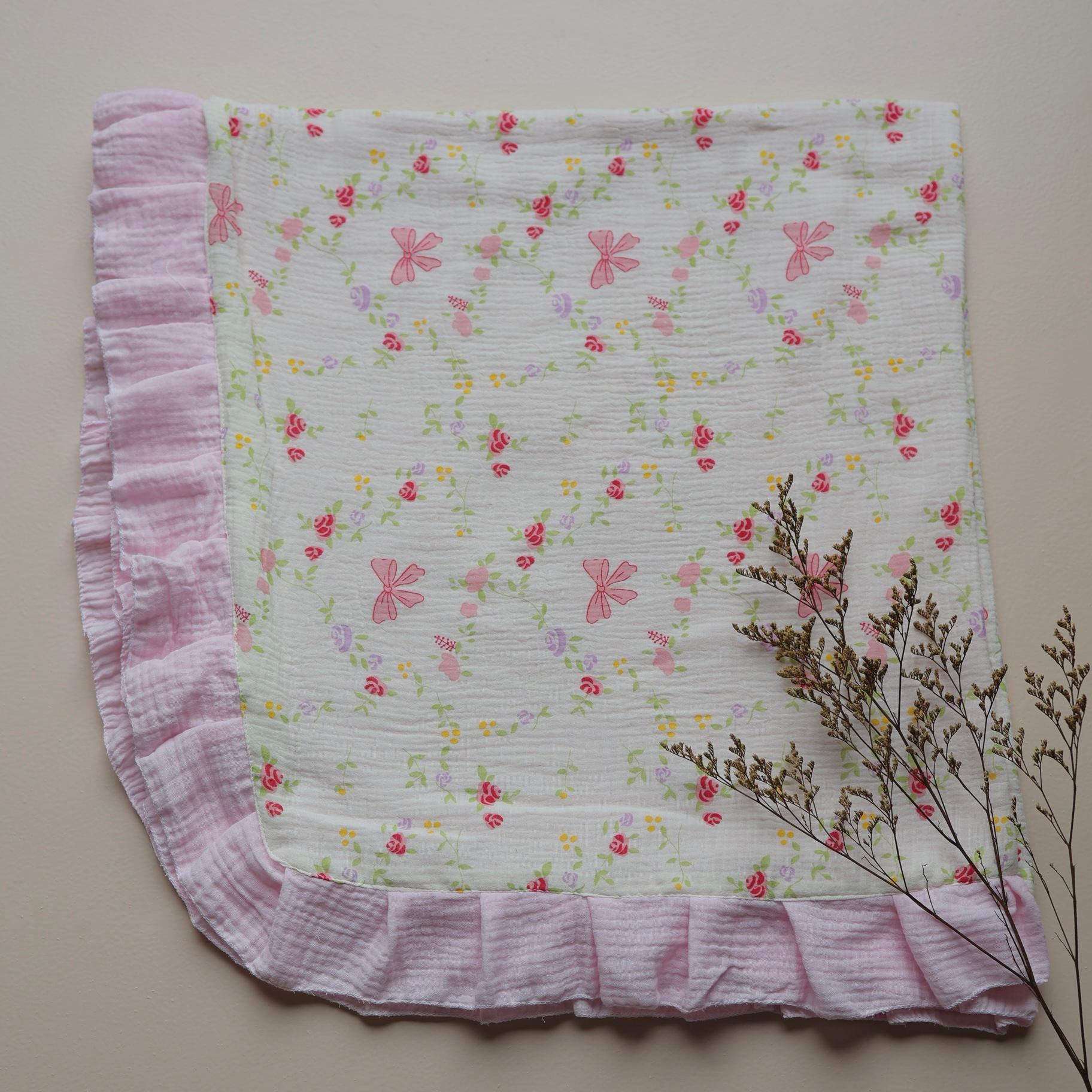 BowBloom Reversible Muslin Blanket & Pillow Set