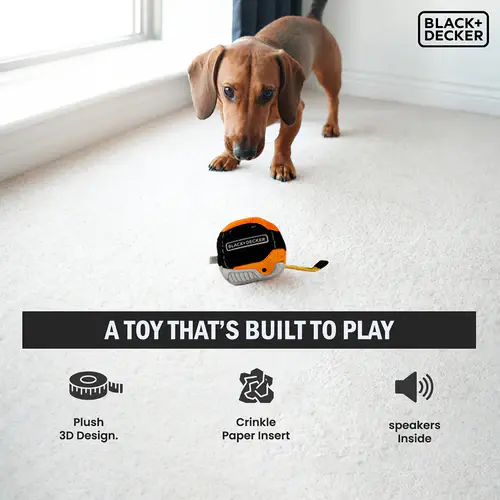 Black Plus Decker 3D Ballistic Toy, Plush Tape Measure (11.43cm x 11.43cm x 6.35cm)