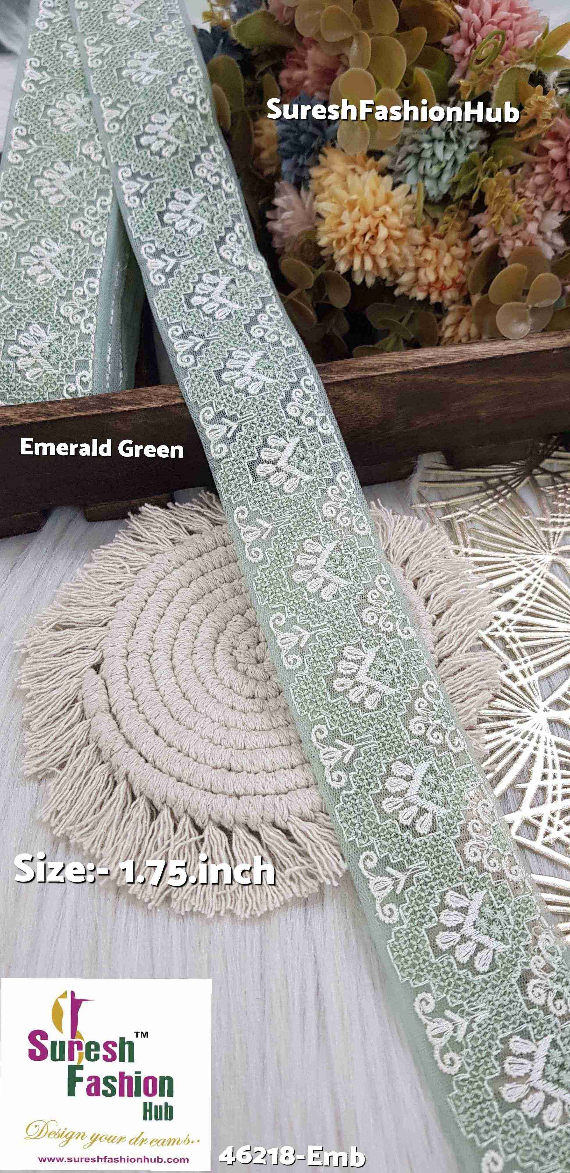 Emerald Green Net Embroidery Lace