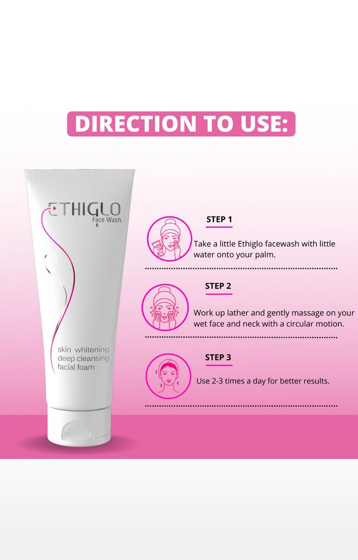 ETHIGLO | Ethiglo Skin Whitening Face Wash (70ml) : It deep cleanses the skin and removes dead cells : Pack of 4 4