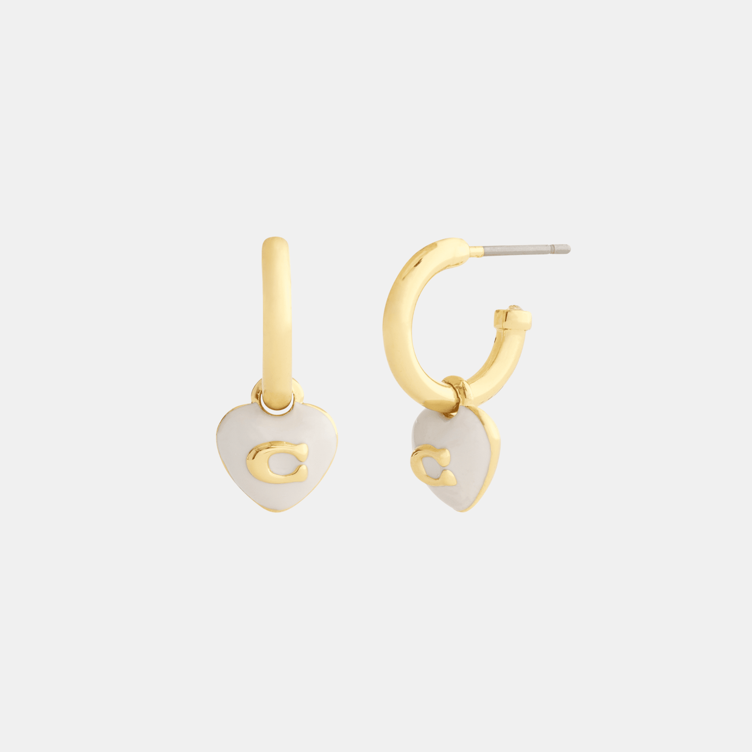 Signature C Heart Charm Huggie Earrings