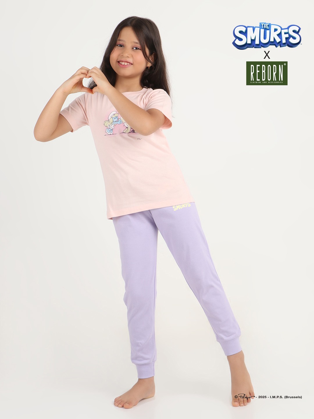 Girls 2 piece printed jogger lounge set- Rose Pink & Lavender