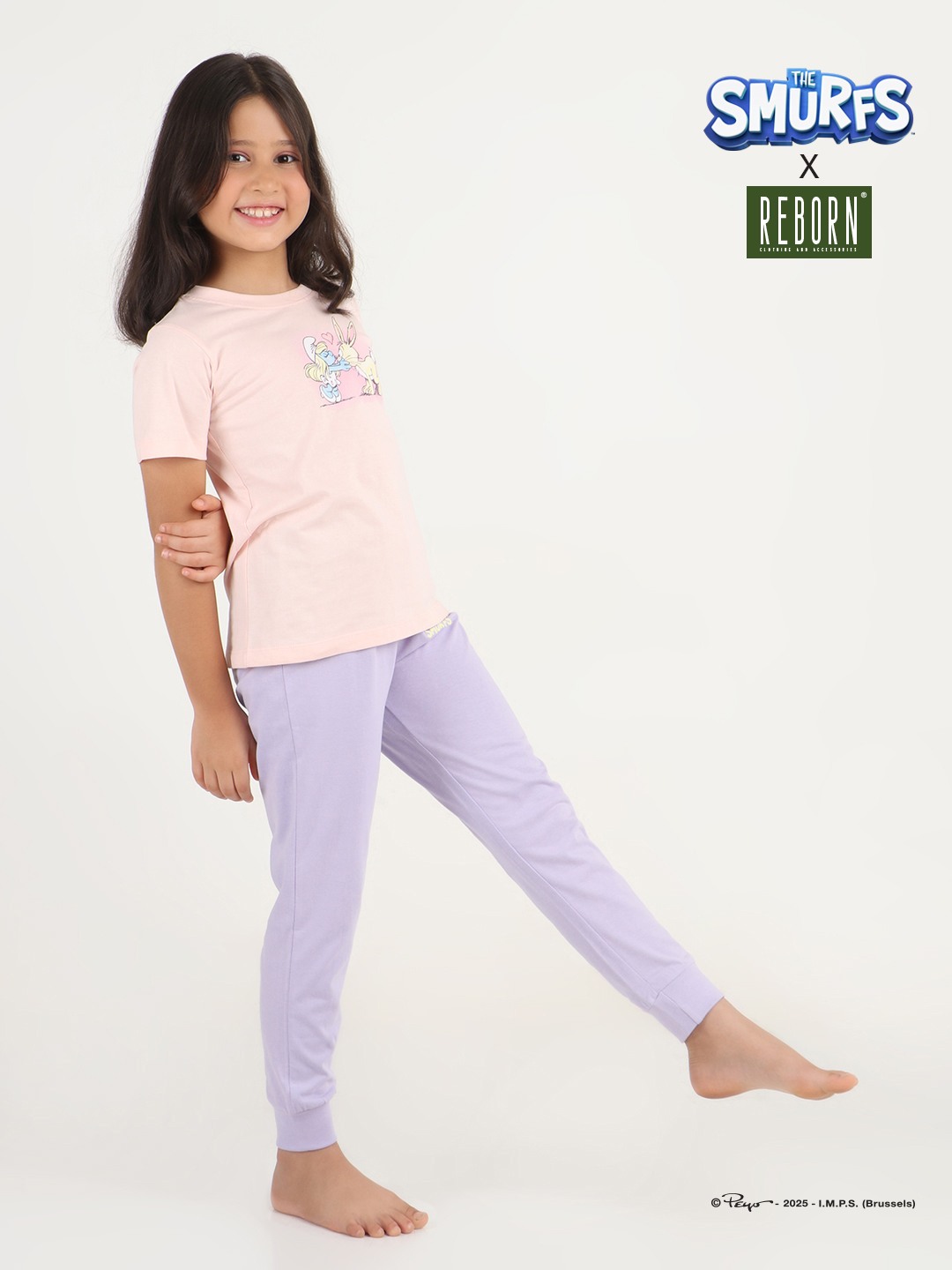 Girls 2 piece printed jogger lounge set- Rose Pink & Lavender