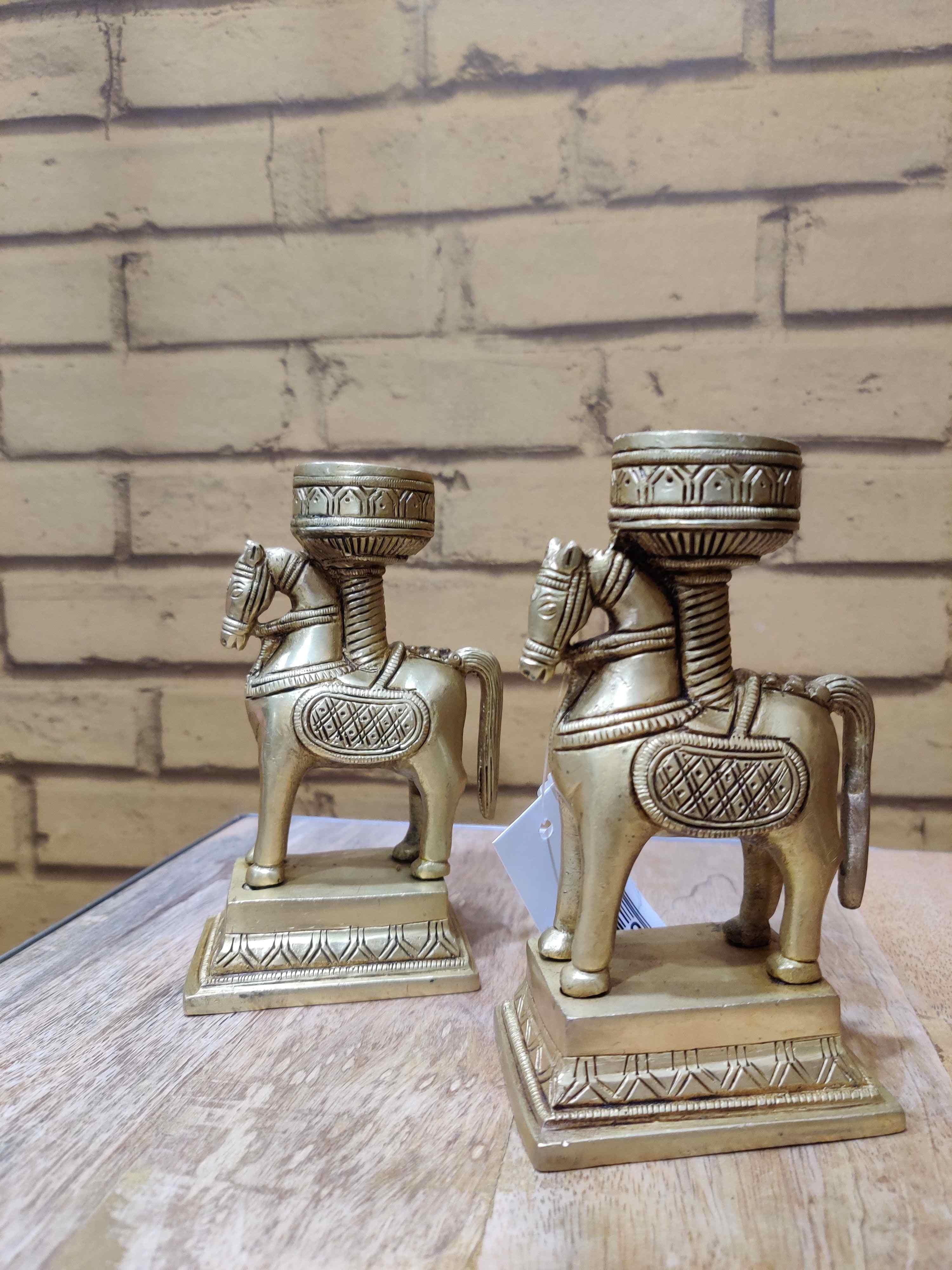 Brass Horse Candle Holder 5.5"