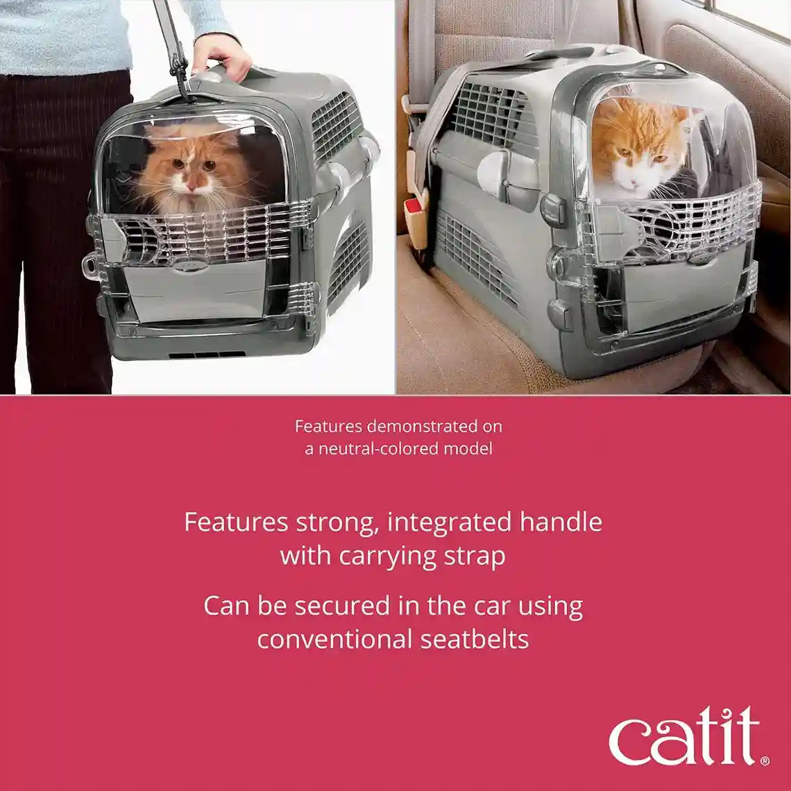 Catit Cabrio Carrier for Cats, Cherry Red