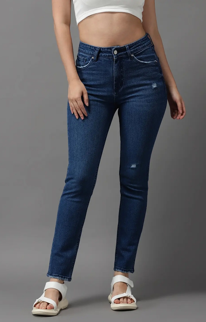 Showoff | SHOWOFF Women Navy Blue Solid  Slim Fit Jeans 0
