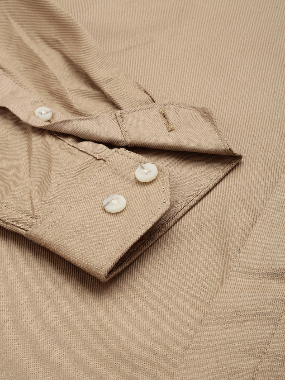 Showoff | SHOWOFF Men's Spread Collar Long Sleeves Solid Khaki Shirt 6