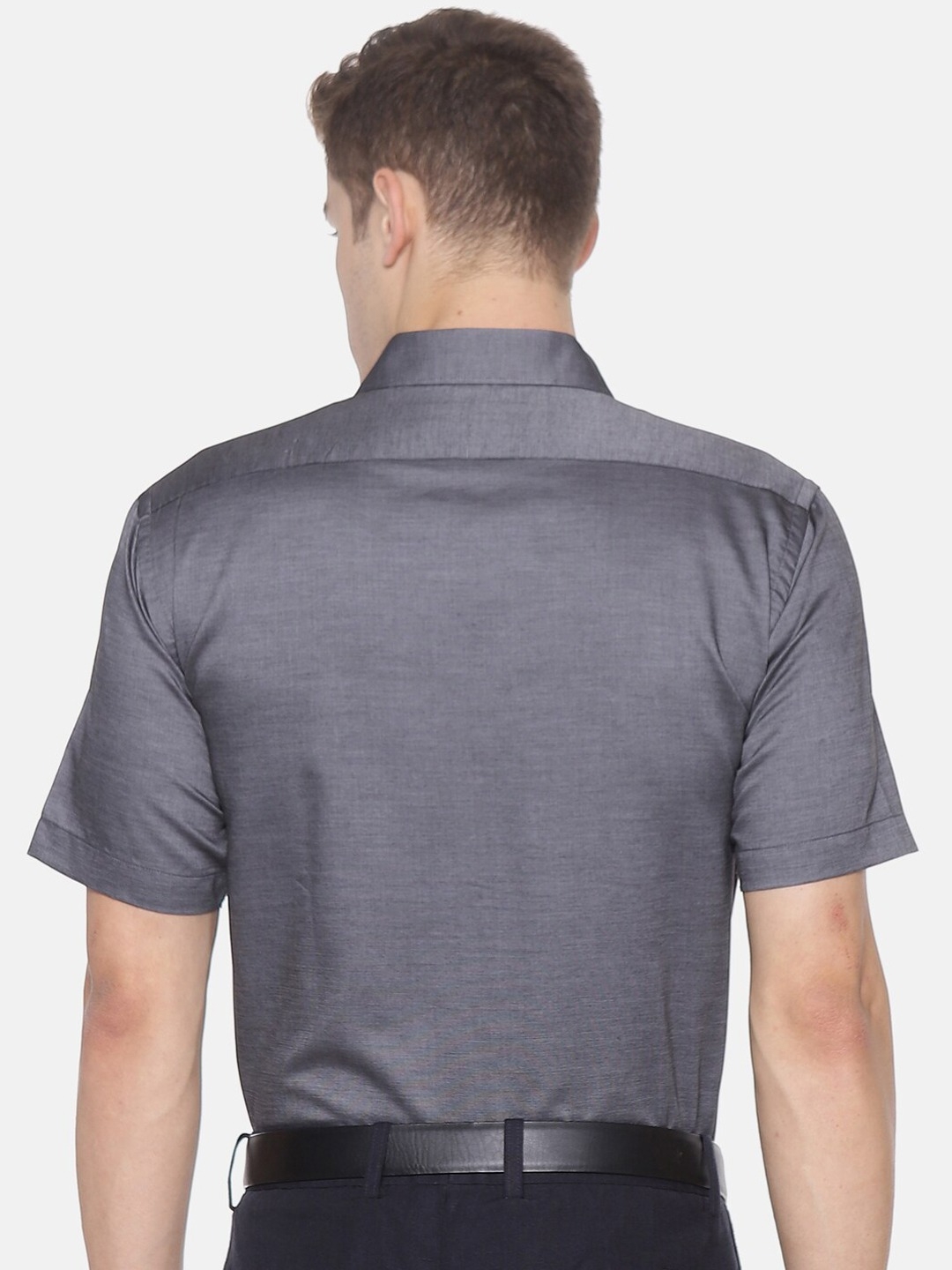 Ramraj Cotton | RAMRAJ COTTON Men Grey Smart Slim Fit Solid Formal Shirt 3