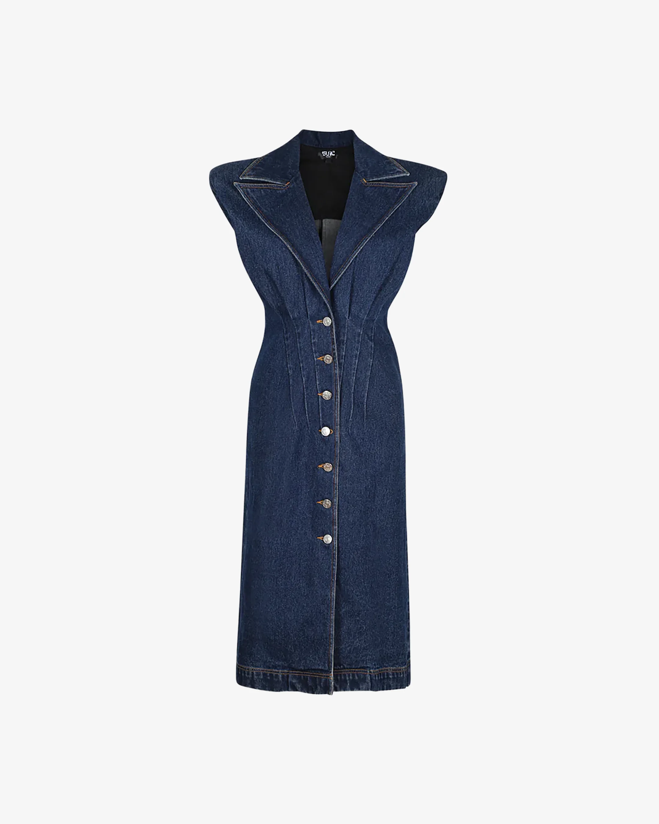 Denim Power Shoulder Button Down Dress