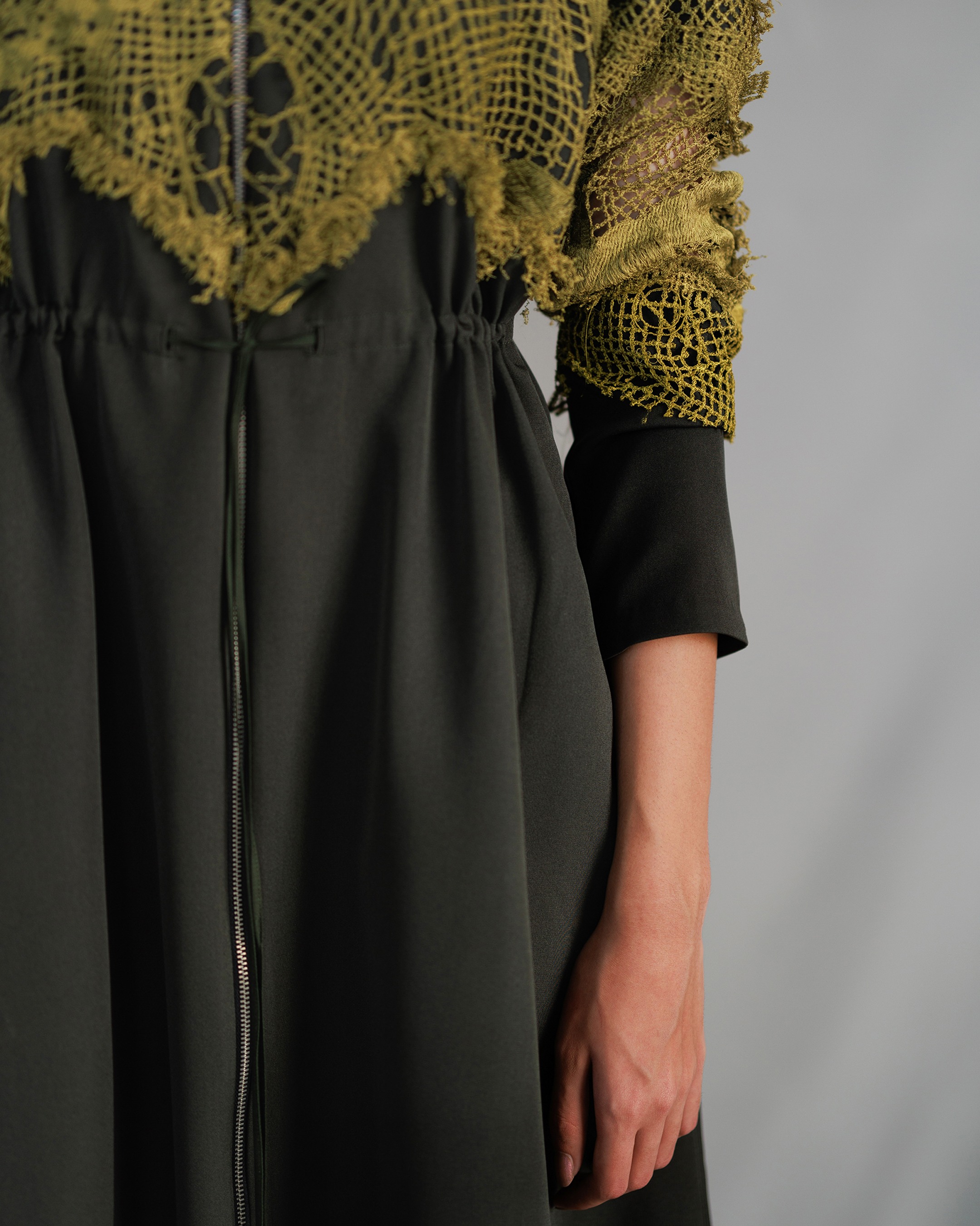Yellow Map Embroidery Long Dress