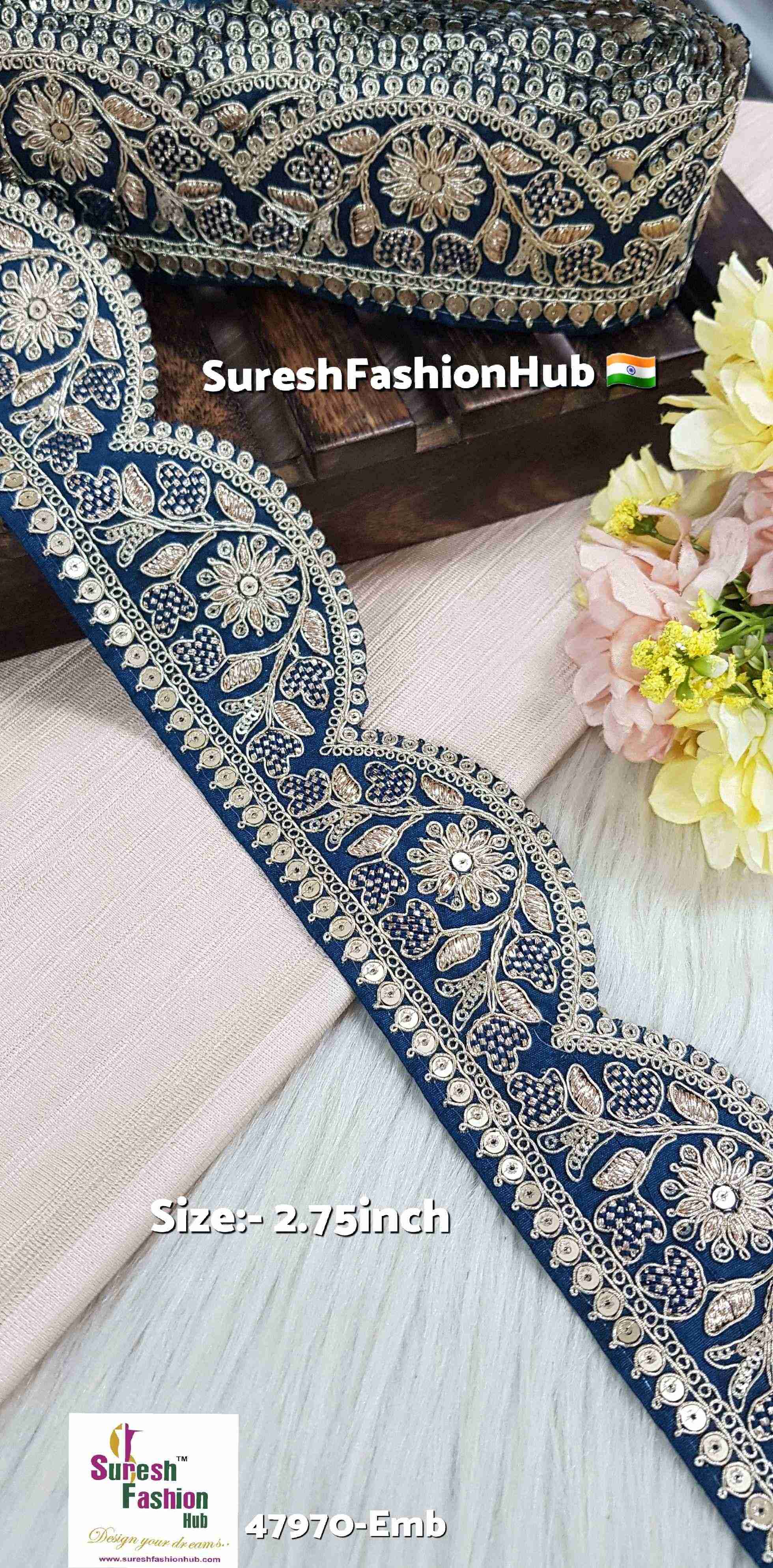  Peacock Pearl Scallop Floral Embroidery Lace