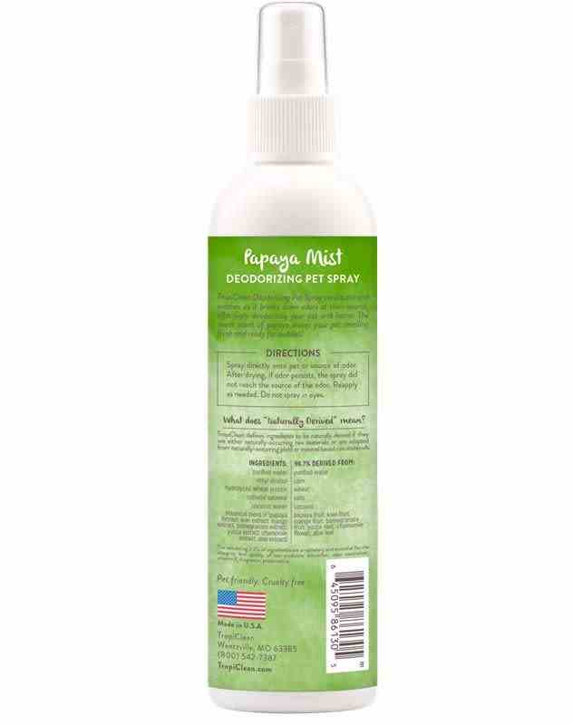 TropiClean Papaya Mist Freshening & Deodorizing Pet Spray - 236 ml